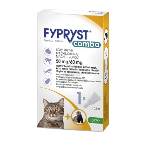 Fypryst Combo 50mg/60mg- krople na pchły i kleszcze dla kotów i fretek