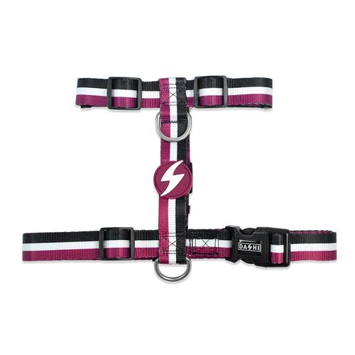 Dashi Stripes Purple & Black Back Harness - regulowane szelki guard dla psa, paski fioletowo-czarne
