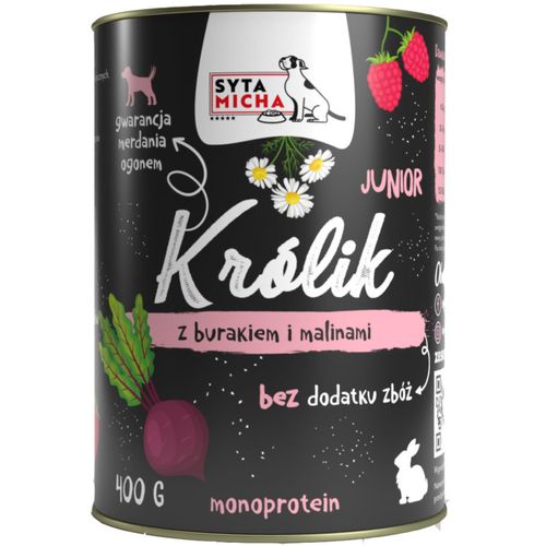 Syta Micha królik burakiem i malinami 400g - monoproteinowa mokra karma dla szczeniaka