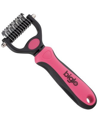 Biglo Small Undercoat Rake Pink - trymer hakowy dwustronny dla psa i kota, różowy, mały