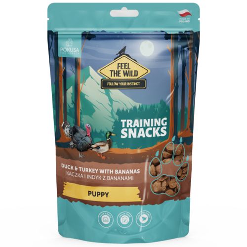 Pokusa Training Snacks Puppy 200g - naturalne przysmaki dla szczeniąt i młodych psów, kaczka i indyk z bananami