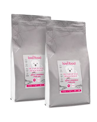 Lovi Food Puppy Salmon - karma bezzbożowa dla szczeniąt psów białych ras, łosoś z plamiakiem i białą rybą - 2x 4kg
