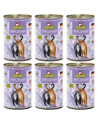 GranataPet DeliCatessen Duck & Poultry - bezzbożowa mokra karma dla kota, kaczka i drób - 6x 400g