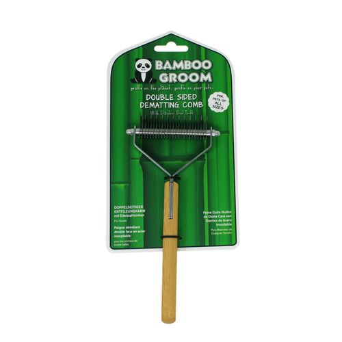 Bamboo Groom Double Sided Dematting Comb - bambusowy trymer hakowy dla psa  i kota