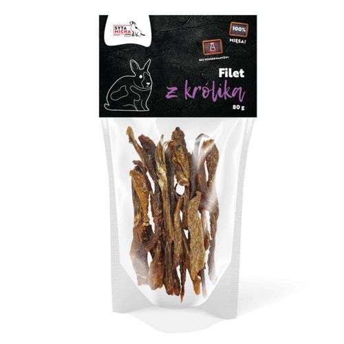 Syta Micha Filet z Królika 80g - naturalne przekąski dla psa w formie pasków z suszonych filetów z królika