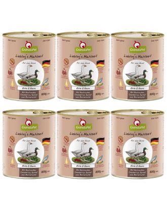 GranataPet Duck & Goose - bezzbożowa mokra karma dla psa, kaczka i gęś - 6x 800g