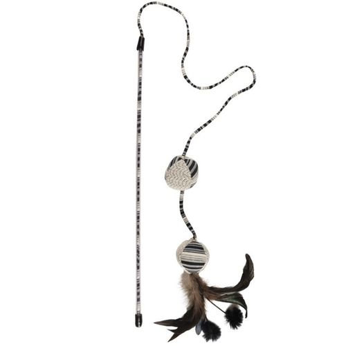 Flamingo Cat Pirin Dangler 2 Balls - stylowa wędka dla kota z 2 piłeczkami, piórkami i pomponikami, z kocimiętką