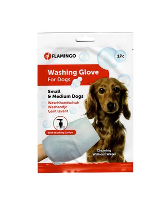 Flamingo Washing Glove Dog - nasączona balsamem rękawica do mycia psa, bez użycia wody