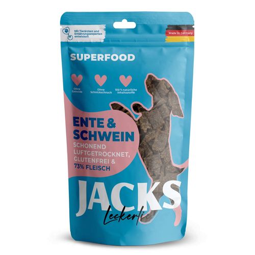 Jacks Leckerlie Superfood Ente & Schwein 90g - smaczki dla psa, 73% mięsa z kaczki i wieprzowiny