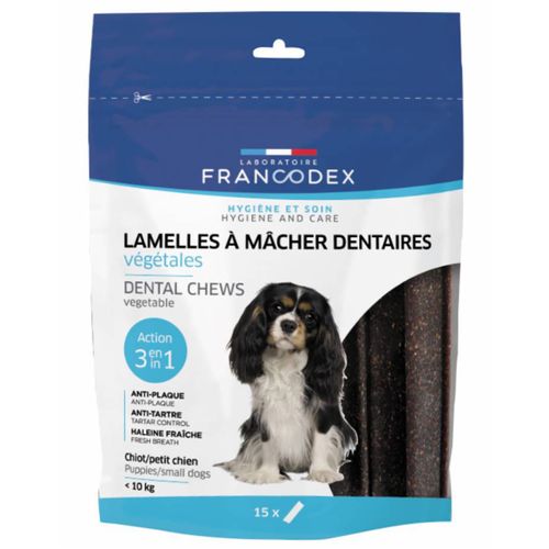 Francodex Dental Chews 15szt. - przysmaki dentystyczne dla szczeniąt i małych psów, usuwające kamień i brzydki zapach z pyska