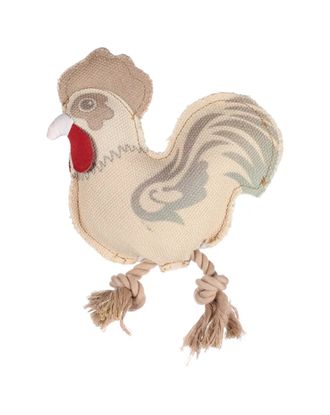 Flamingo Beige Rooster 30cm - zabawka dla psa, kogut z liną i piszczałką, beżowy