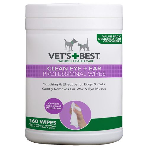 Vet's Best Clean Eye & Ear Professionl Wipes 160szt. - profesjonalne chusteczki do czyszczenia uszu i okolic oczu psów i kotów