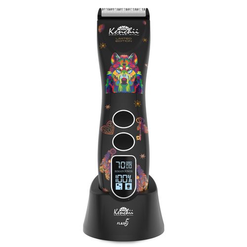 Kenchii Flash 5 Wolf Cordless Clipper - bezprzewodowa maszynka do strzyżenia psa i kota, 5 biegowa z regulowanym ostrzem