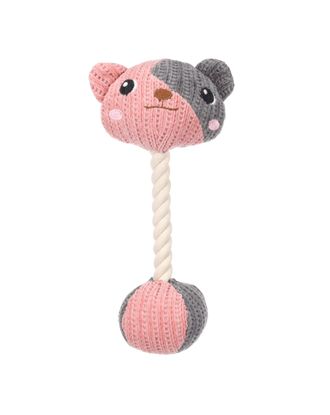 Flamingo Puppy Zoda Bear 26cm - pluszowa zabawka dla szczeniaka, głowa misia ze sznurem i piszczałką