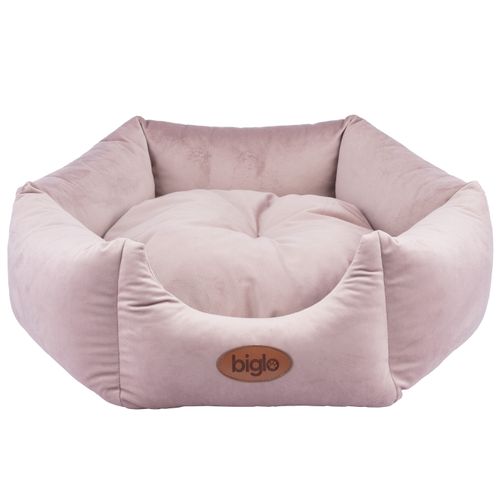 Biglo Velur Love Pink - eleganckie welurowe legowisko dla psa i kota, heksagon brudny róż