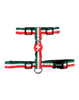 Dashi Stripes Green & Red Back Harness - regulowane szelki guard dla psa, paski zielono-czerwone