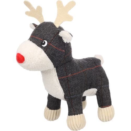 Flamingo Christmas Araceli Reindeer - zabawka świąteczna dla psa, pluszowy renifer z piszczałką, szary
