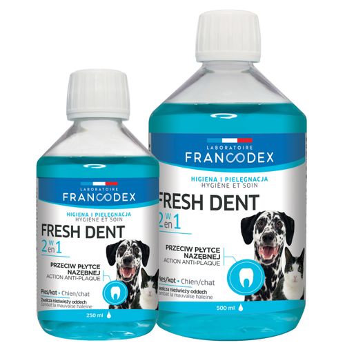 Francodex Fresh Dent 2w1 - płyn do higieny jamy ustnej psów i kotów, z wyciągiem z granatu