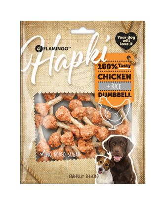  Flamingo Hapki Chicken Rice Dumbbell 150g - przysmaki dla psa, kurczak, ryż skóra bydlęca