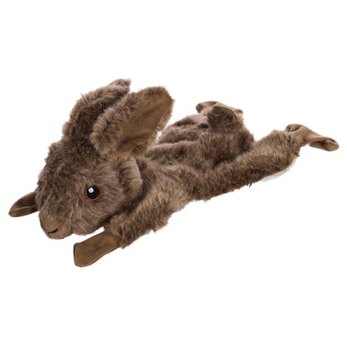 Flamingo Plush Dog Toy Rabbit - szeleszczący, pluszowy królik z piszczałką, brązowy
