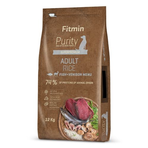 Fitmin Purity Rice Adult Fish & Venison 12kg - kompletna, pełnowartościowa karma dla dorosłych psów, z ryżem, rybami i dziczyzną