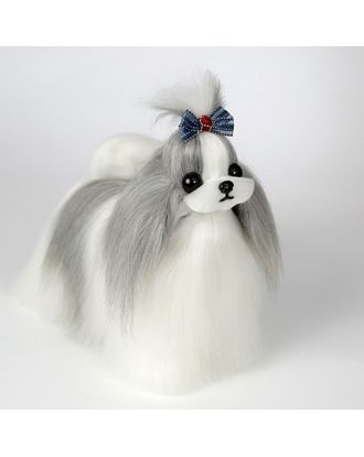 Mr. Jiang Shih Tzu Full Body Hair Grey & White- wymienna sierść do manekina groomerskiego Small Model Dog, szaro-biała