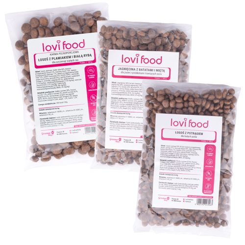 Lovi Food 3x100g - próbki karmy dla psa, zestaw dla małych ras