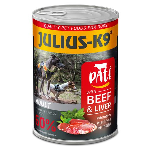 Julius-K9 Beef & Liver 400g - pełnoporcjowa mokra karma dla psa, wołowina z wątróbką