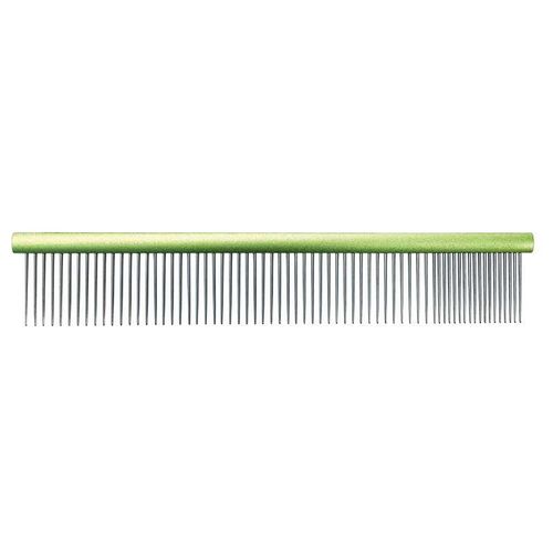Grzebień metalowy Groom Professional 19cm - mieszany rozstaw ząbków 80/20 zielony