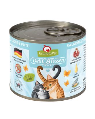 GranataPet DeliCatessen Salmon & Turkey - bezzbożowa mokra karma dla kota, łosoś i indyk - 200g