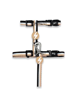 Dashi Stripes Brown & Black Cat Harness + Leash - szelki i smycz dla kota, zestaw, brązowo-czarne paski