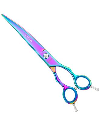 Geib Entree Blue Titan Curved Scissors - wysokiej jakości nożyczki gięte z jednostronnym mikroszlifem i tytanową powłoką