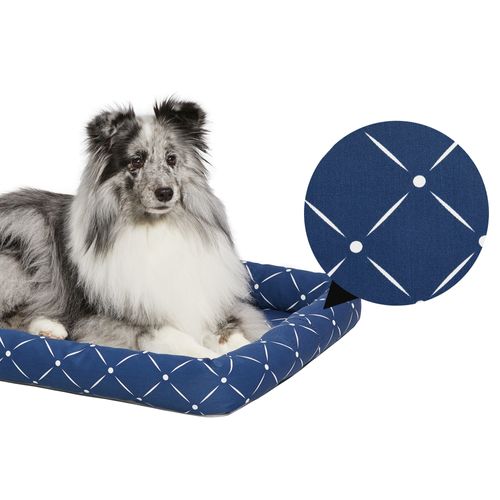 MidWest QT Couture Ashton Pet Bed Blue 123x76cm - pikowane legowisko do klatki kennelowej dla dużego psa, niebieskie
