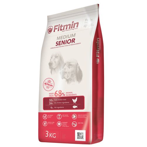 Fitmin Medium Senior 3kg- pełnowartościowa karma dla psów średnich ras w podeszłym wieku, z kurczakiem