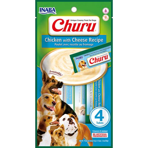 Inaba Creamy Churu Dog Treats 4x14g - kremowy przysmak dla psa, kurczak i ser