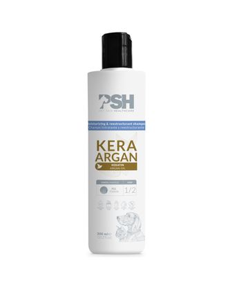 PSH Home Kerargan Shampoo 300ml - szampon regenerujący do średniej i długiej sierści, z olejkiem arganowym i keratyną