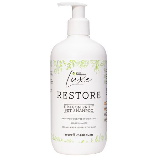 Groom Professional Luxe Restore Shampoo 350ml - odbudowujący szampon dla psa i kota, o zapachu smoczego owocu, koncentrat 1:30