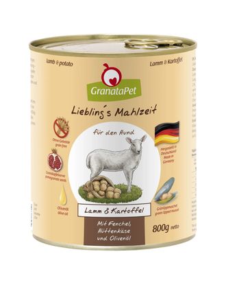 GranataPet Lamb & Potato - bezzbożowa mokra karma dla psa, jagnięcina i ziemniaki - 800g