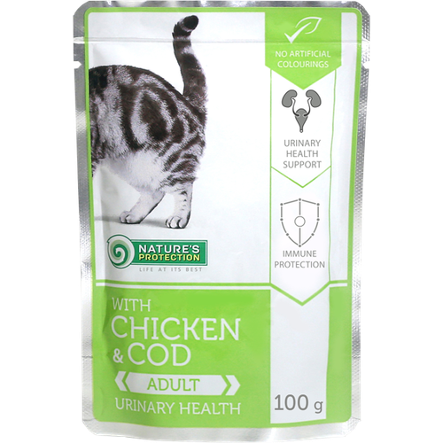 Nature’s Protection Adult Cat Chicken & Cod Urinary Health mokra karma dla kotów, z kurczakiem i dorszem, 100g
