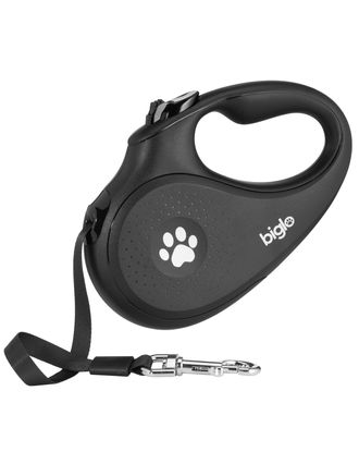 Biglo Ergo Black Retractable Leash - smycz automatyczna dla psa, taśmowa, z ergonomicznym uchwytem 