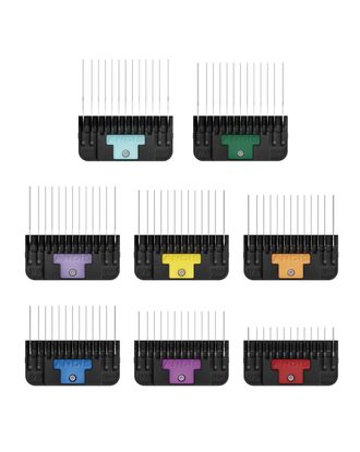 Andis Wide Blade Comb Set - zestaw 8 nasadek dystansowych ze stali nierdzewnej do szerokich ostrzy Snap-On