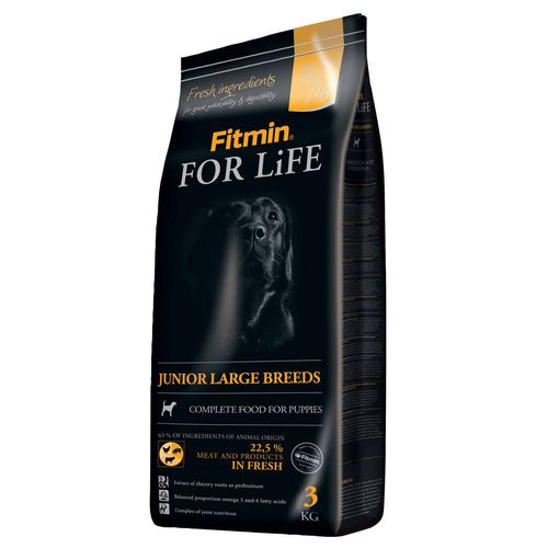 Fitmin For Life Junior Large Breeds 3kg - kompletna, pełnowartościowa karma dla szczeniąt dużych i olbrzymich ras, z drobiem, wieprzowiną i wołowiną