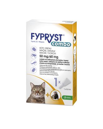 Fypryst Combo 50mg/60mg- krople na pchły i kleszcze dla kotów i fretek