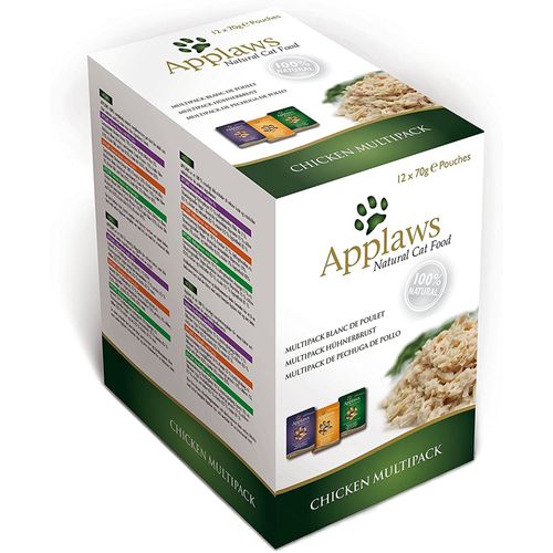 Applaws Chicken Multipack 12x70g- karma mokra dla kotów, mix z kurczakiem