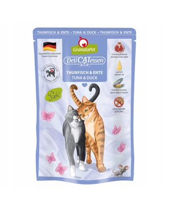 GranataPet DeliCatessen Tuna & Duck - bezzbożowa mokra karma z tuńczykiem i kaczką, saszetki dla kota - 85g