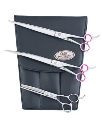 Geib Gator Scissors Set 10" - zestaw profesjonalnych nożyczek i degażówek (30 ząbków) z japońskiej stali nierdzewnej, 3 sztuki