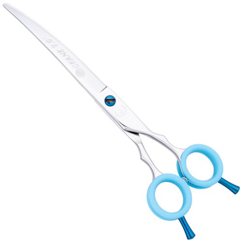 P&W Oceane Titanium Curved Scissors - profesjonalne nożyczki groomerskie, gięte