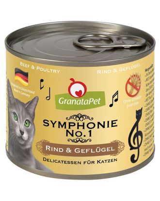GranataPet Symphonie No.1 - wysokomięsna karma dla kota, wołowina i drób - 200g