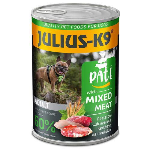 Julius-K9 Mixed Meat 400g - pełnoporcjowa mokra karma dla psa, wieprzowina, wołowina i drób