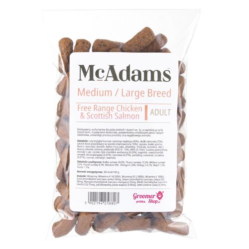 McAdams Medium/Large Breed Free Range Chicken & Salmon 100g - wypiekana karma dla średniego i dużego psa, kurczak z wolnego wybiegu i łosoś - próbka